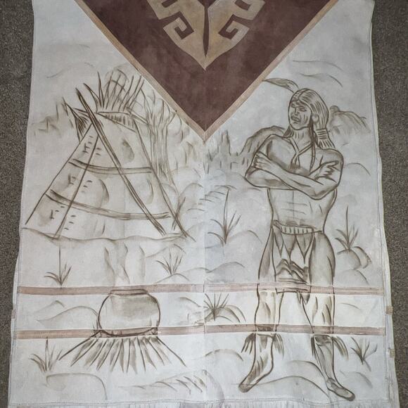 Vintage Armandos Genuine Leather Suede Fringed Poncho Native American Design OS - Picture 4 of 11